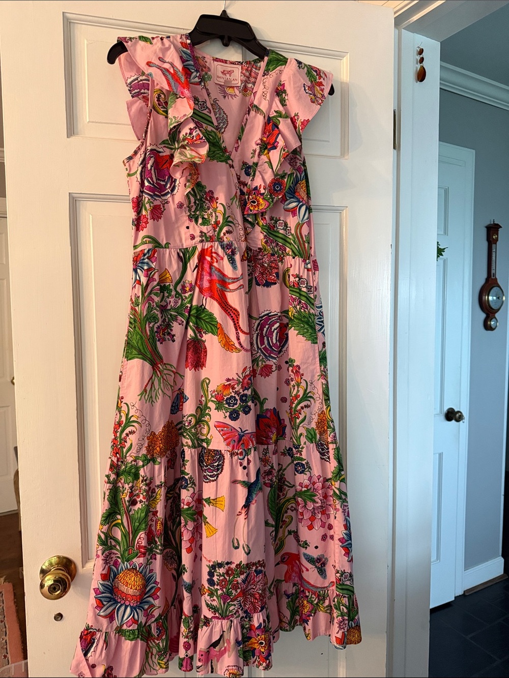 Banjanan Pink Floral Ruffle Maxi Dress